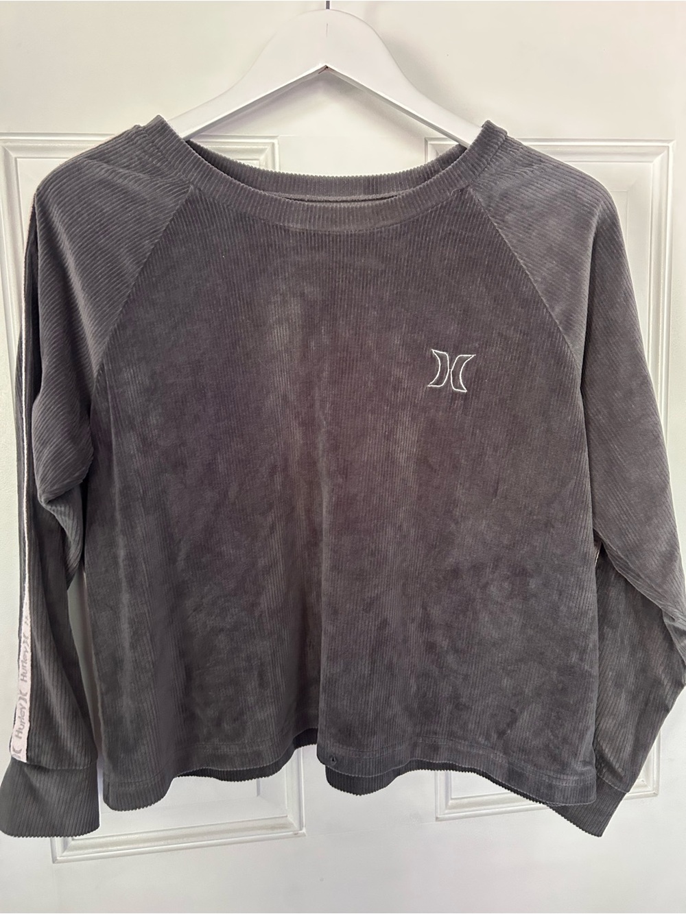 Hurley Gray Corduroy-Style Crewneck Sweatshirt